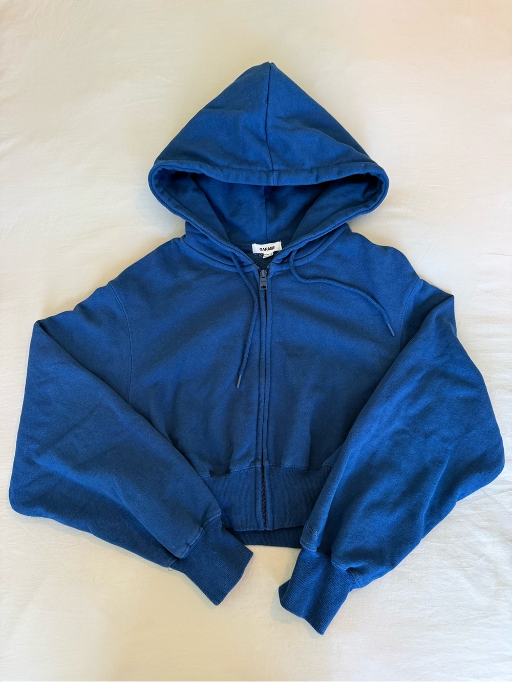 Garage Blue Cropped Zip Hoodie